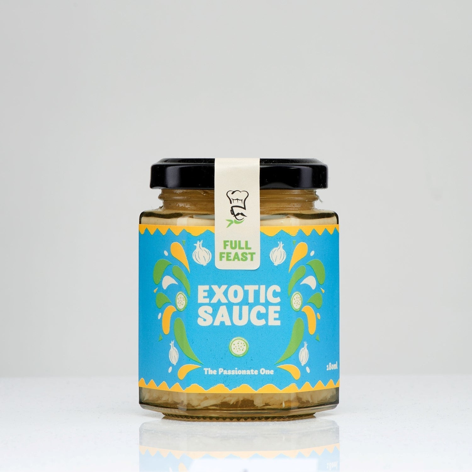 Full Feast Exotic Caribbean Sauce — fruity hot sauce UK — close-up
